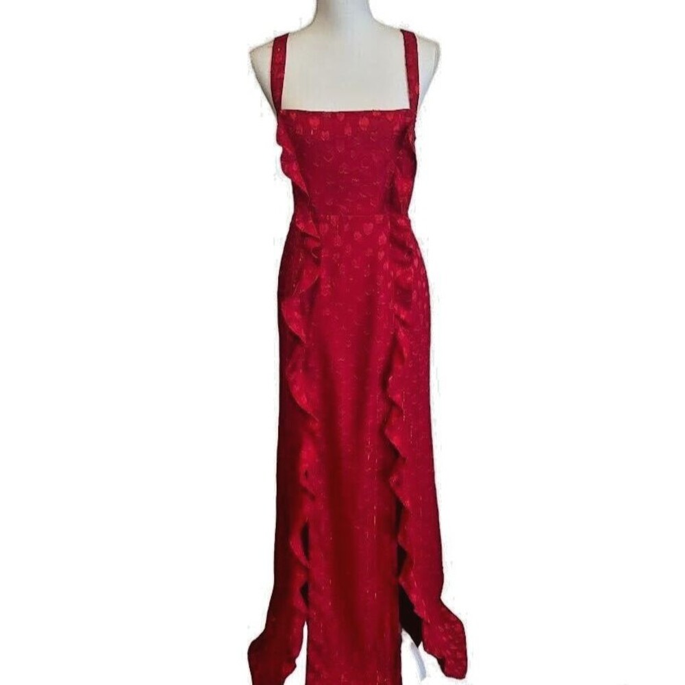 Revolve Majorelle Women's M Maisie Gown Dress Ruby Red Hearts Floor Length